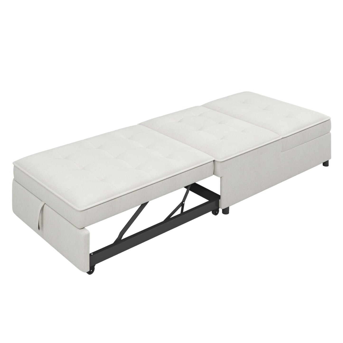 Canapé-lit ottoman multifonction 4 en 1 en lin de 72,5 pouces avec poche de rangement et port USB pour le salon