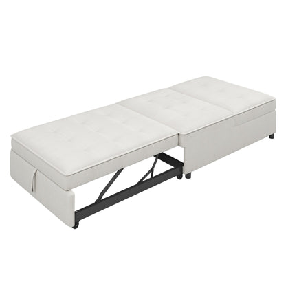 Canapé-lit ottoman multifonction 4 en 1 en lin de 72,5 pouces avec poche de rangement et port USB pour le salon