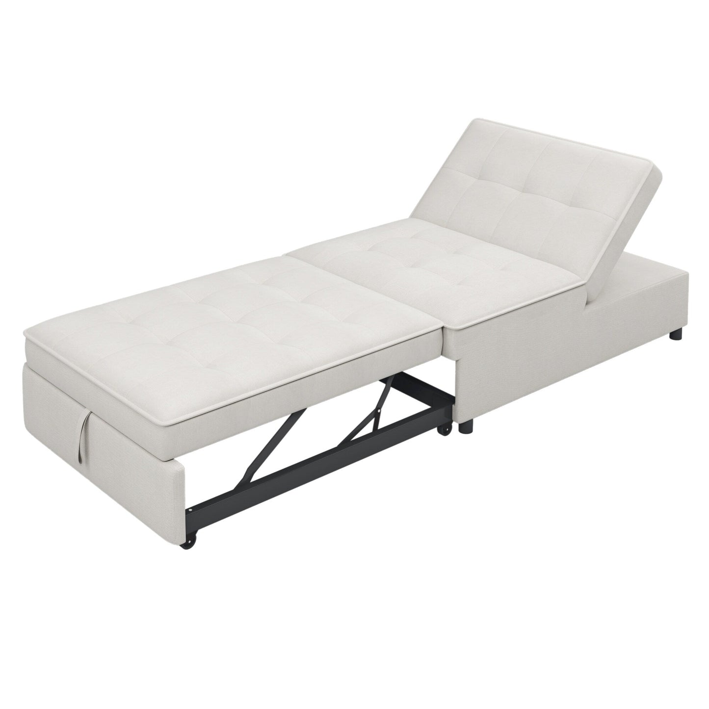 Canapé-lit ottoman multifonction 4 en 1 en lin de 72,5 pouces avec poche de rangement et port USB pour le salon