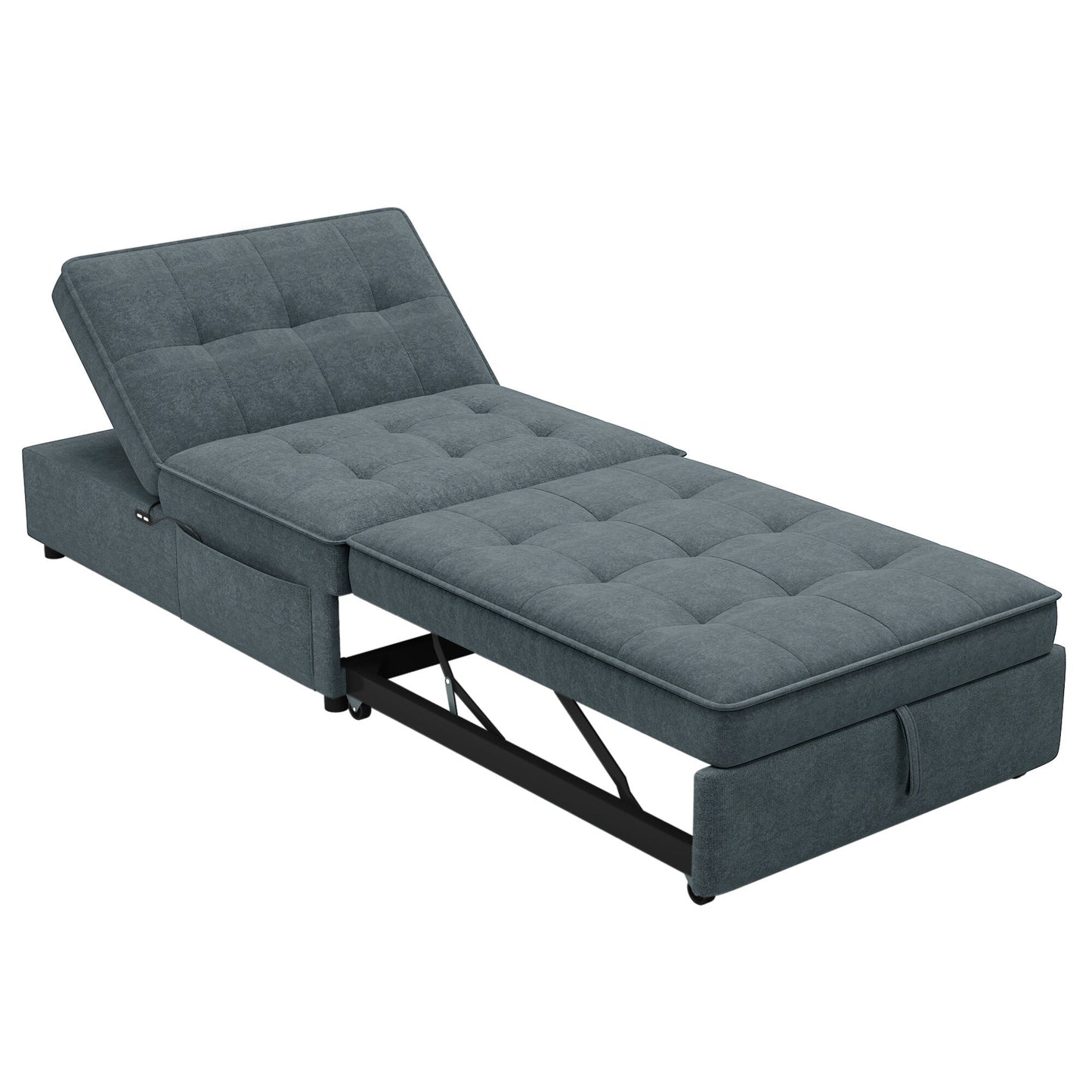 Canapé-lit ottoman multifonction 4 en 1 en lin de 72,5 pouces avec poche de rangement et port USB pour le salon