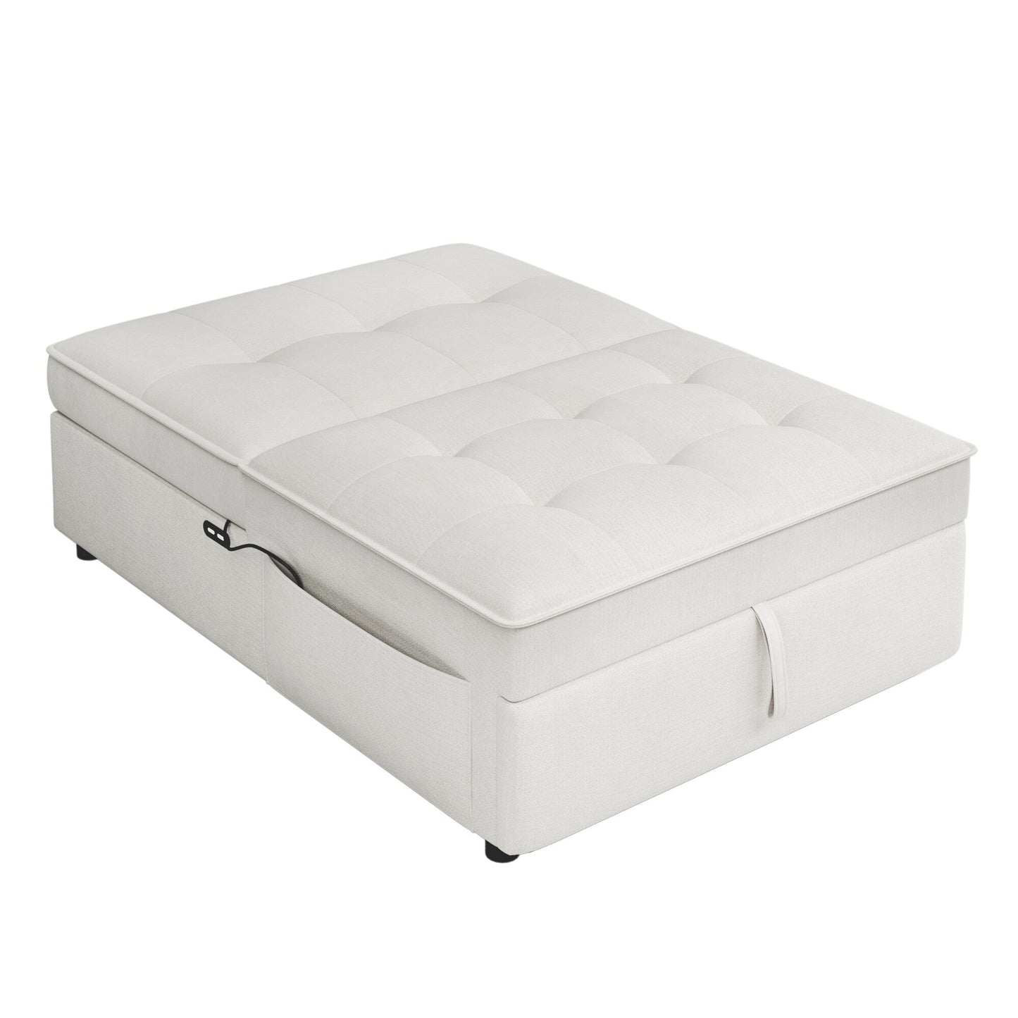 Canapé-lit ottoman multifonction 4 en 1 en lin de 72,5 pouces avec poche de rangement et port USB pour le salon