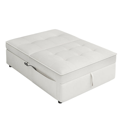 Canapé-lit ottoman multifonction 4 en 1 en lin de 72,5 pouces avec poche de rangement et port USB pour le salon