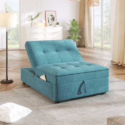 Canapé-lit ottoman multifonction 4 en 1 en lin de 72,5 pouces avec poche de rangement et port USB pour le salon