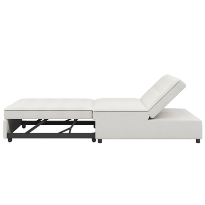 Canapé-lit ottoman multifonction 4 en 1 en lin de 72,5 pouces avec poche de rangement et port USB pour le salon