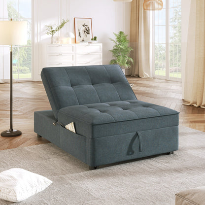 Canapé-lit ottoman multifonction 4 en 1 en lin de 72,5 pouces avec poche de rangement et port USB pour le salon