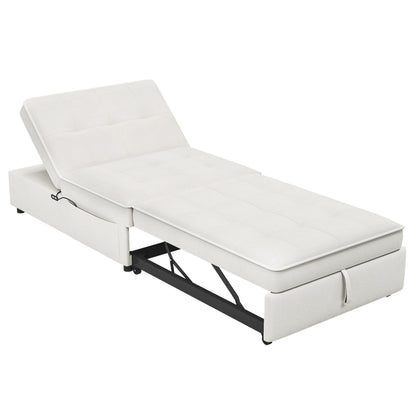 Canapé-lit ottoman multifonction 4 en 1 en lin de 72,5 pouces avec poche de rangement et port USB pour le salon