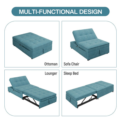 Canapé-lit ottoman multifonction 4 en 1 en lin de 72,5 pouces avec poche de rangement et port USB pour le salon