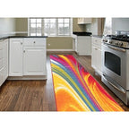 Tapis antidérapant multicolore à vagues contemporaines et modernes de la World Rug Gallery