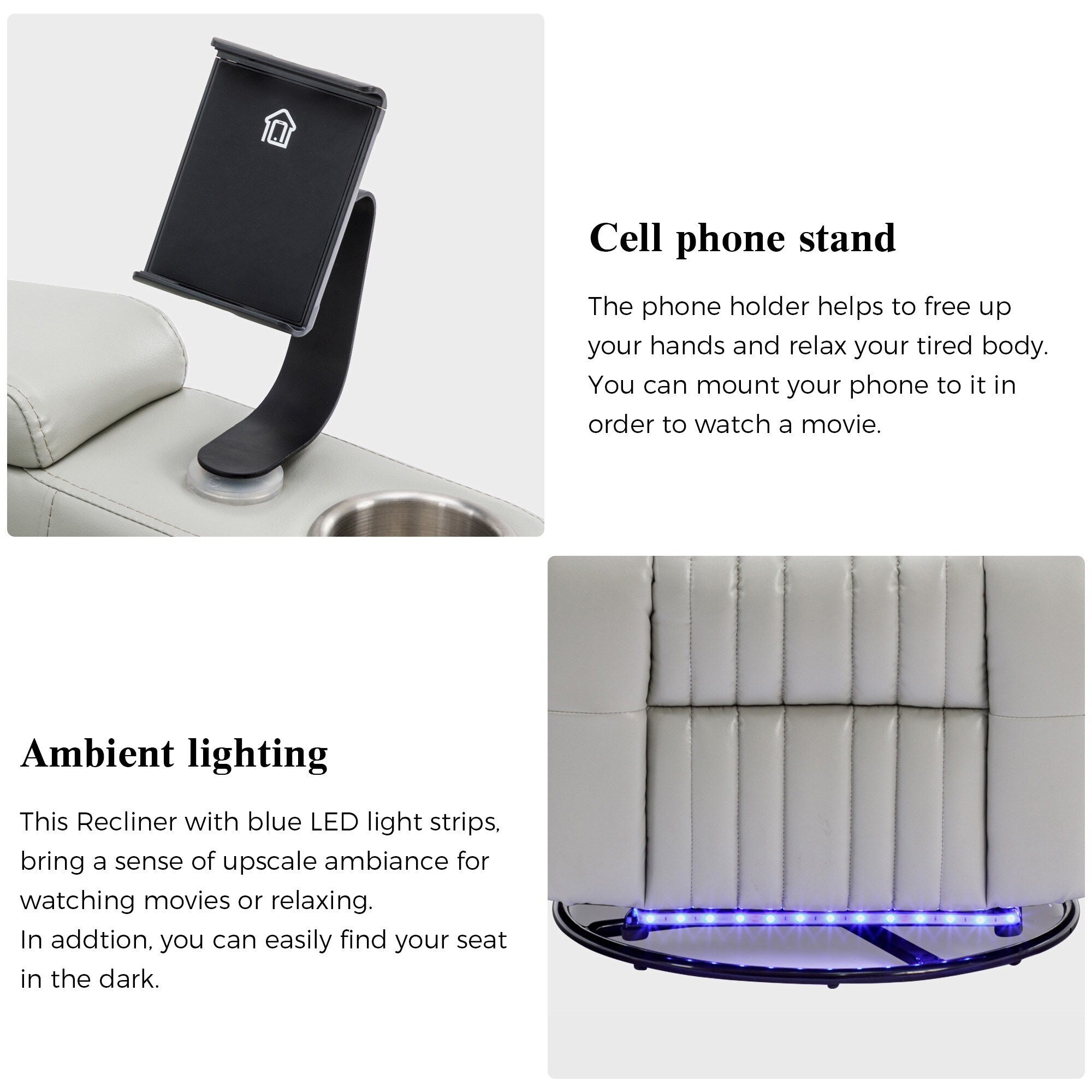Fauteuil inclinable électrique multifonctionnel pivotant à 270° pour home cinéma
