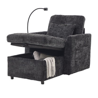 Canapé inclinable multifonctionnel pour personne paresseuse, dossier de rangement avec support pour téléphone portable, chaise de loisirs simple en chenille