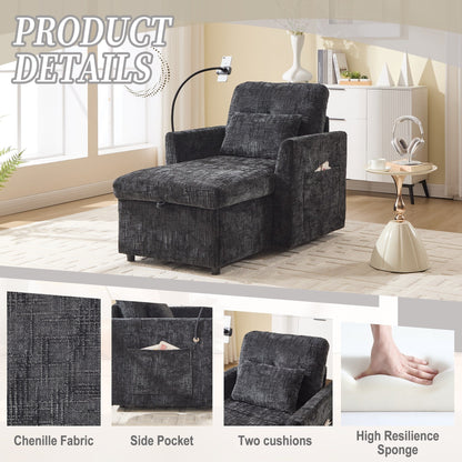 Canapé inclinable multifonctionnel pour personne paresseuse, dossier de rangement avec support pour téléphone portable, chaise de loisirs simple en chenille
