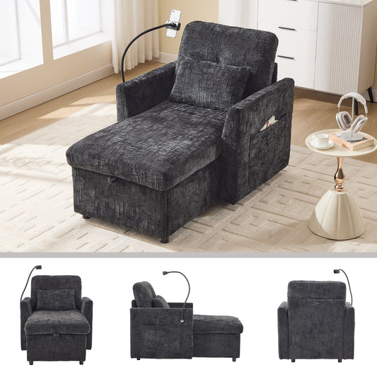 Canapé inclinable multifonctionnel pour personne paresseuse, dossier de rangement avec support pour téléphone portable, chaise de loisirs simple en chenille