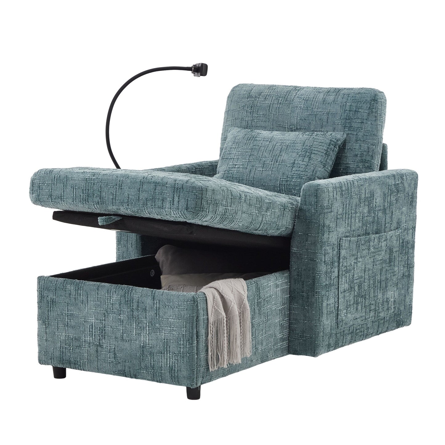 Canapé inclinable multifonctionnel pour personne paresseuse, dossier de rangement avec support pour téléphone portable, chaise de loisirs simple en chenille