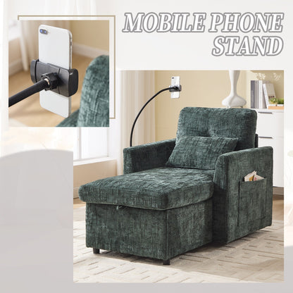 Canapé inclinable multifonctionnel pour personne paresseuse, dossier de rangement avec support pour téléphone portable, chaise de loisirs simple en chenille