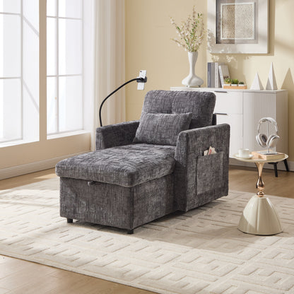 Canapé inclinable multifonctionnel pour personne paresseuse, dossier de rangement avec support pour téléphone portable, chaise de loisirs simple en chenille
