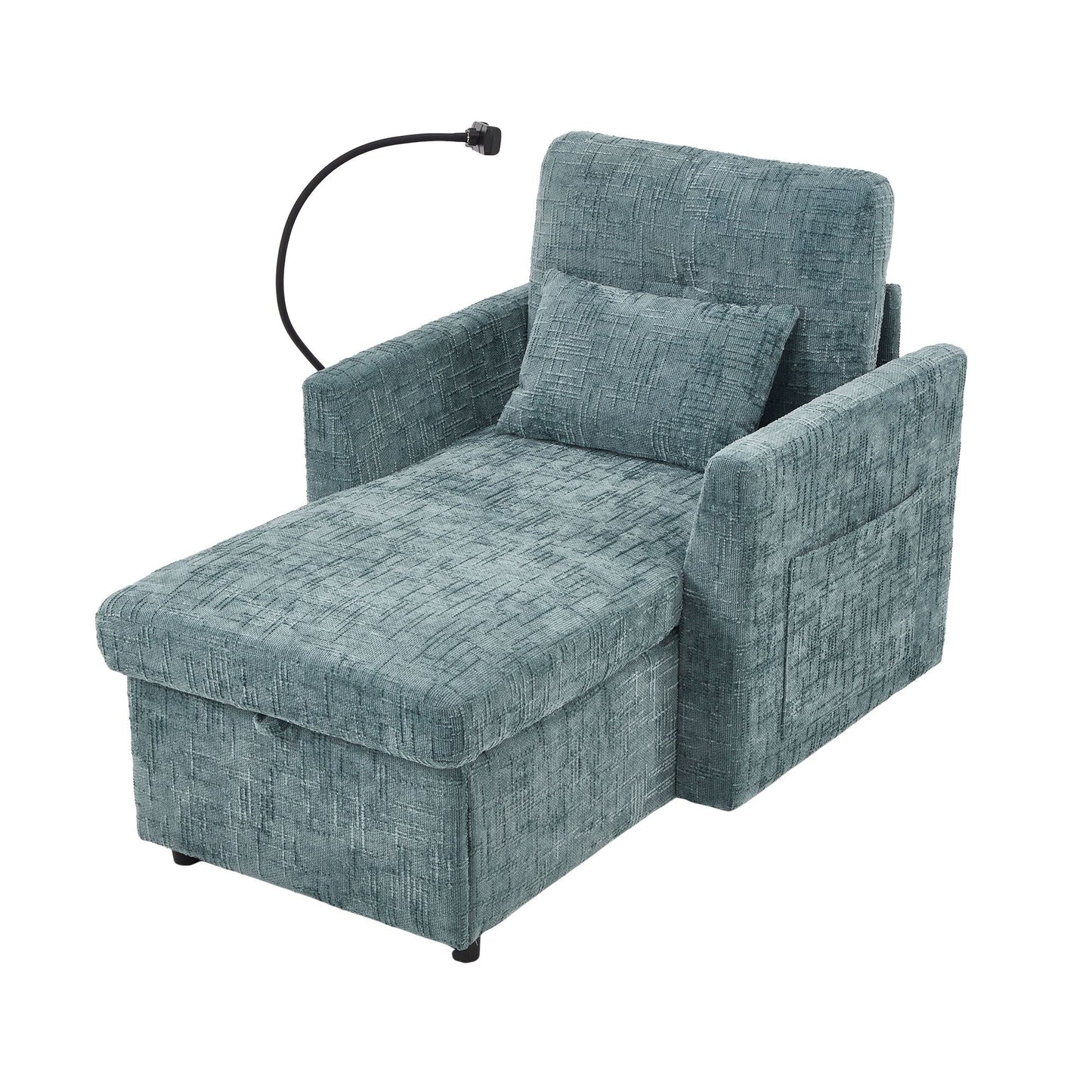 Canapé inclinable multifonctionnel pour personne paresseuse, dossier de rangement avec support pour téléphone portable, chaise de loisirs simple en chenille