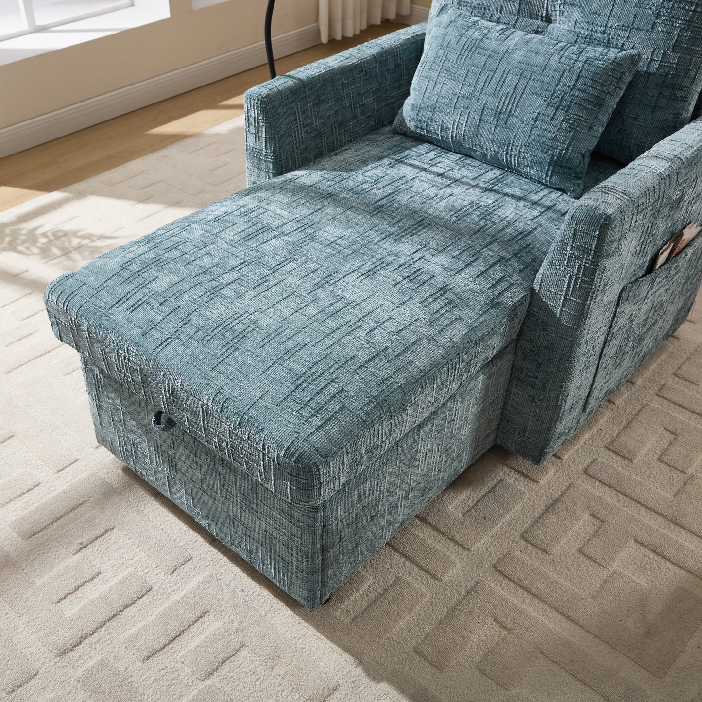 Canapé inclinable multifonctionnel pour personne paresseuse, dossier de rangement avec support pour téléphone portable, chaise de loisirs simple en chenille