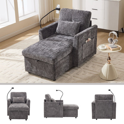 Canapé inclinable multifonctionnel pour personne paresseuse, dossier de rangement avec support pour téléphone portable, chaise de loisirs simple en chenille