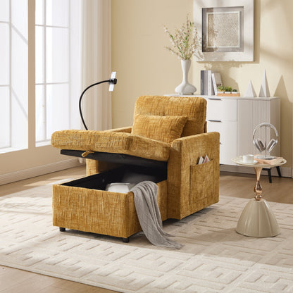Canapé inclinable multifonctionnel pour personne paresseuse, dossier de rangement avec support pour téléphone portable, fauteuil de loisirs simple en chenille