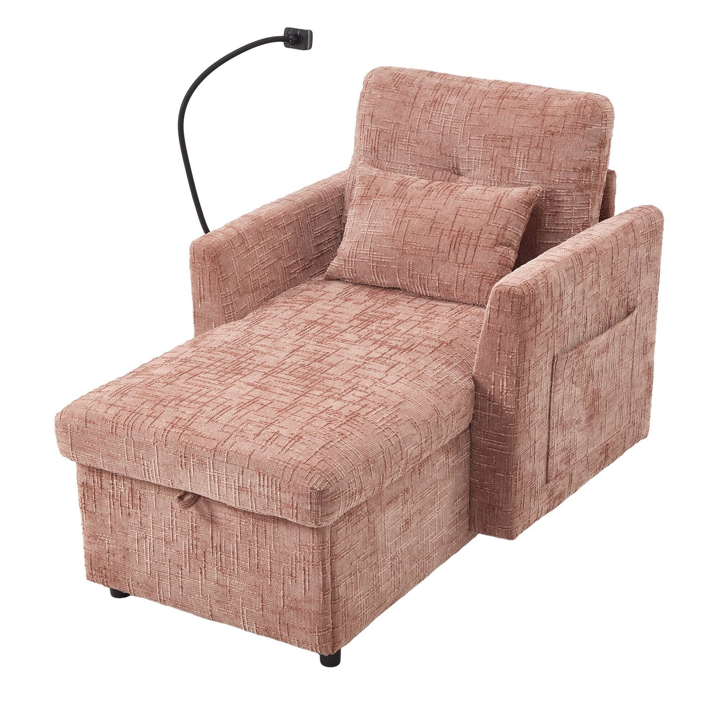 Canapé inclinable multifonctionnel pour personne paresseuse, dossier de rangement avec support pour téléphone portable, fauteuil de loisirs simple en chenille