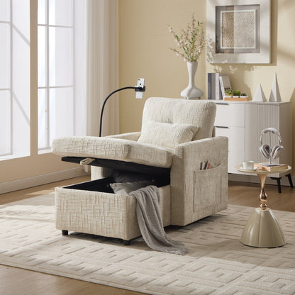 Canapé inclinable multifonctionnel pour personne paresseuse, dossier de rangement avec support pour téléphone portable, fauteuil de loisirs simple en chenille