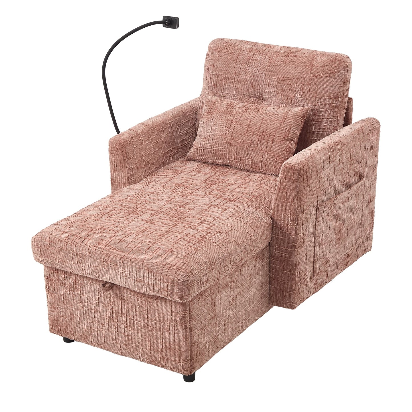 Canapé inclinable multifonctionnel pour personne paresseuse, dossier de rangement avec support pour téléphone portable, fauteuil de loisirs simple en chenille