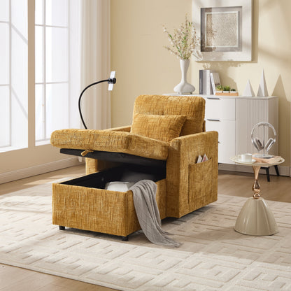 Canapé inclinable multifonctionnel pour personne paresseuse, dossier de rangement avec support pour téléphone portable, fauteuil de loisirs simple en chenille