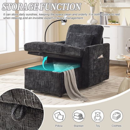 Canapé inclinable multifonctionnel pour personne paresseuse, dossier de rangement avec support pour téléphone portable, fauteuil de loisirs simple en chenille