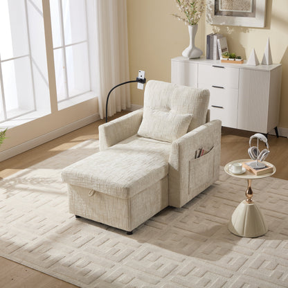 Canapé inclinable multifonctionnel pour personne paresseuse, dossier de rangement avec support pour téléphone portable, fauteuil de loisirs simple en chenille