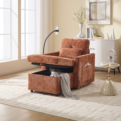 Canapé inclinable multifonctionnel pour personne paresseuse, dossier de rangement avec support pour téléphone portable, fauteuil de loisirs simple en chenille