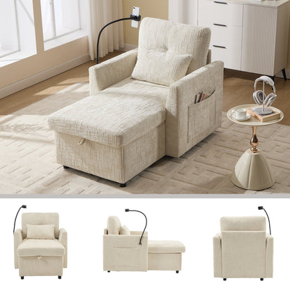 Canapé inclinable multifonctionnel pour personne paresseuse, dossier de rangement avec support pour téléphone portable, fauteuil de loisirs simple en chenille