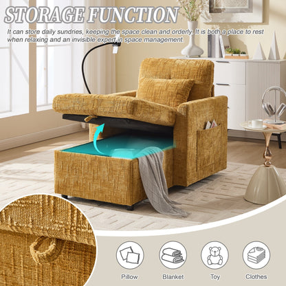 Canapé inclinable multifonctionnel pour personne paresseuse, dossier de rangement avec support pour téléphone portable, fauteuil de loisirs simple en chenille