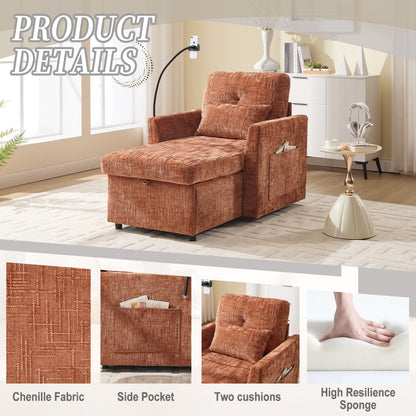 Canapé inclinable multifonctionnel pour personne paresseuse, dossier de rangement avec support pour téléphone portable, fauteuil de loisirs simple en chenille