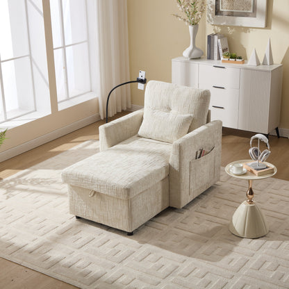 Canapé inclinable multifonctionnel pour personne paresseuse, dossier de rangement avec support pour téléphone portable, fauteuil de loisirs simple en chenille