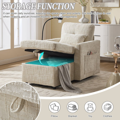 Canapé inclinable multifonctionnel pour personne paresseuse, dossier de rangement avec support pour téléphone portable, fauteuil de loisirs simple en chenille