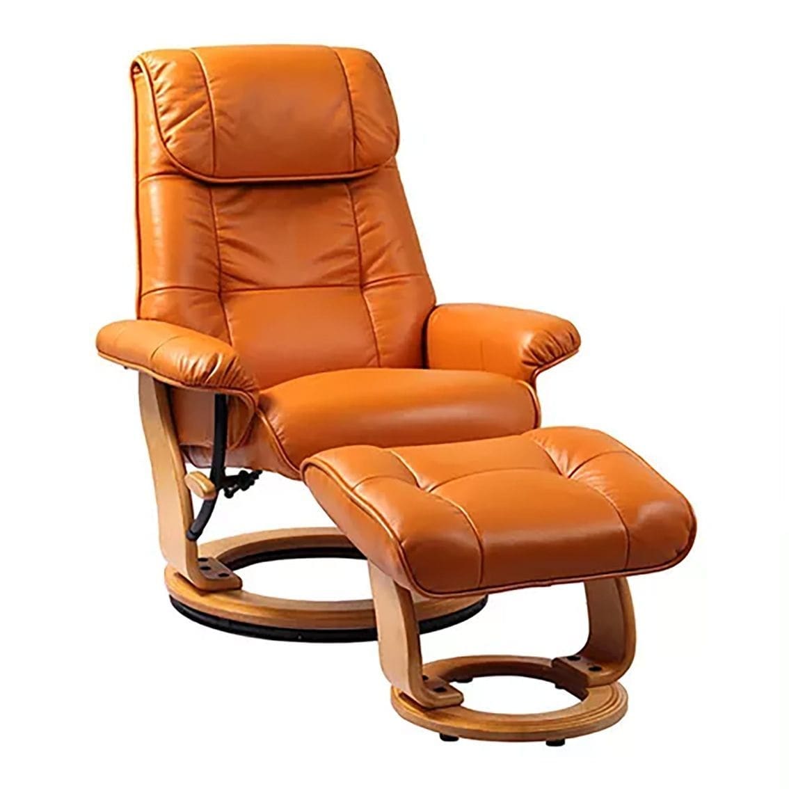 Fauteuil inclinable pivotant en cuir Muscat 360 avec pouf