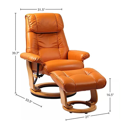 Fauteuil inclinable pivotant en cuir Muscat 360 avec pouf