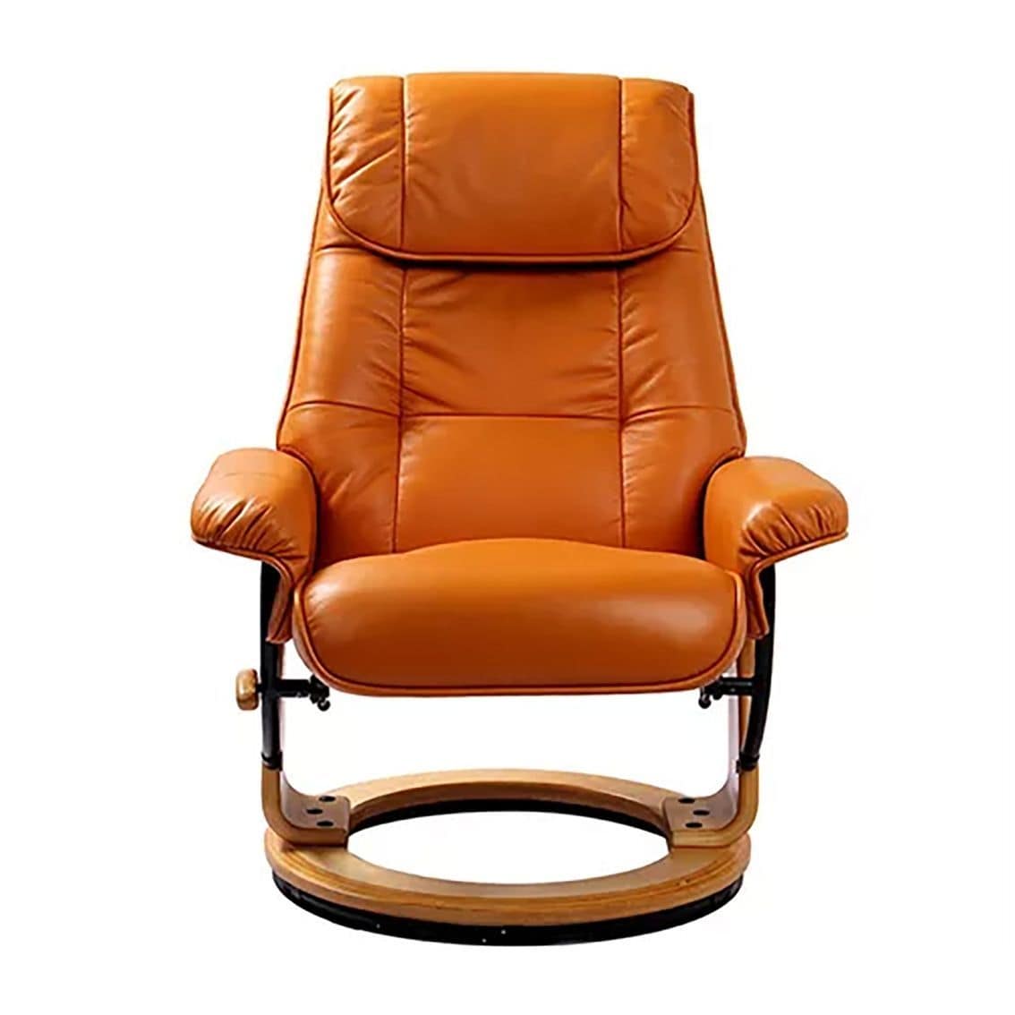 Fauteuil inclinable pivotant en cuir Muscat 360 avec pouf