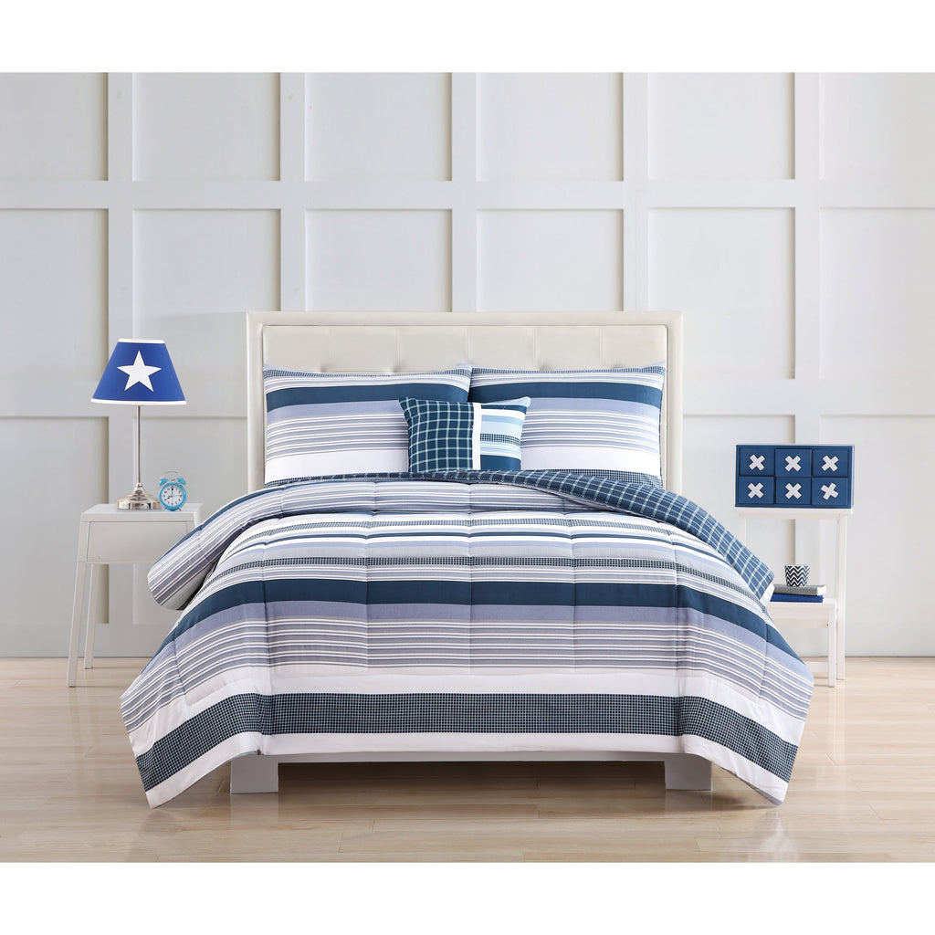 Parure de couette My World Mason Stripe avec oreiller décoratif en prime