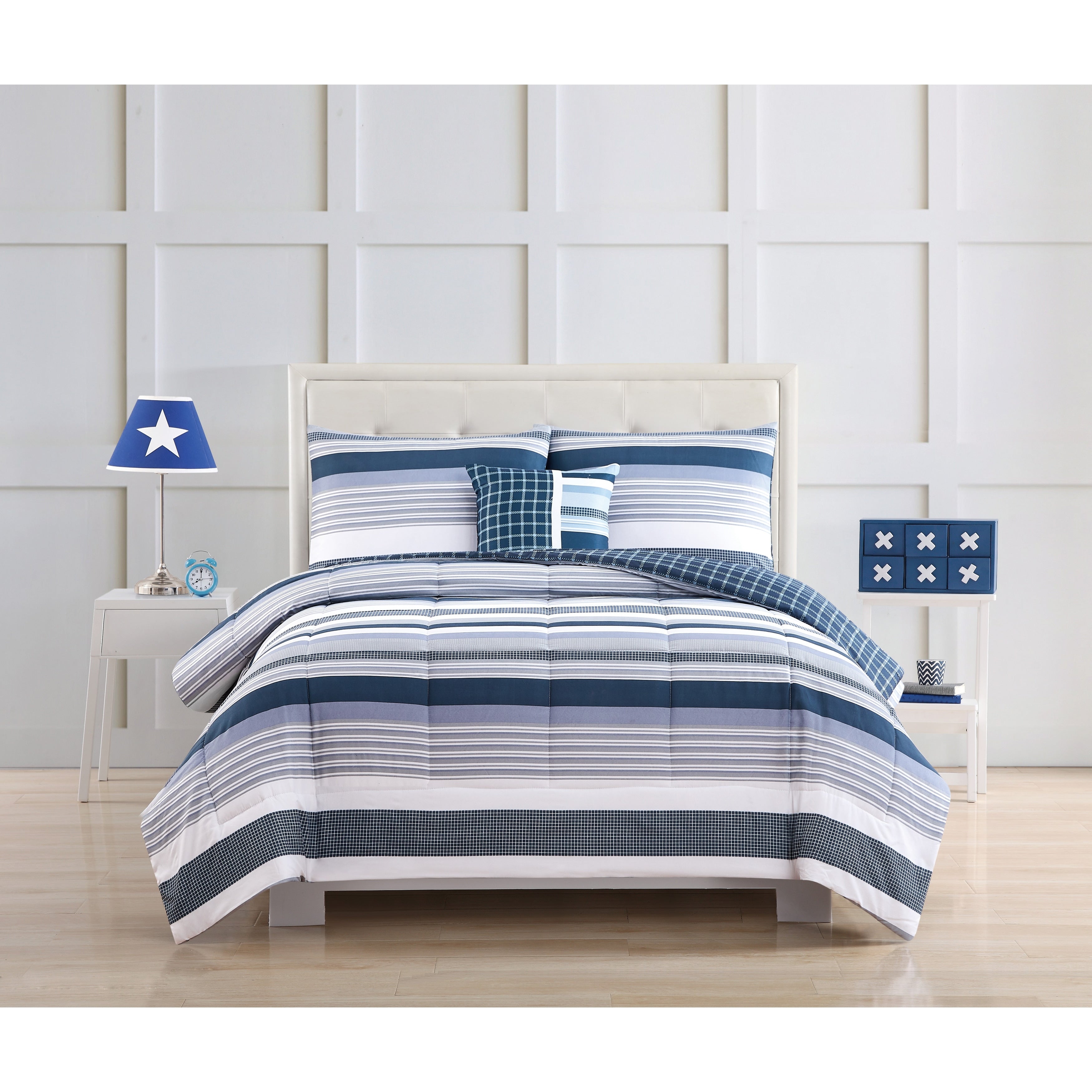 Parure de couette My World Mason Stripe avec oreiller décoratif en prime