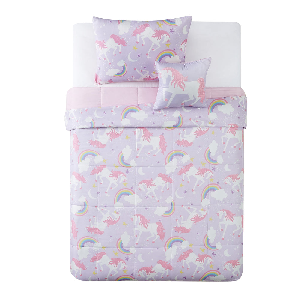 Ensemble de couette 4 pièces Myrica Licorne et Arc-en-ciel Porch &amp; Den