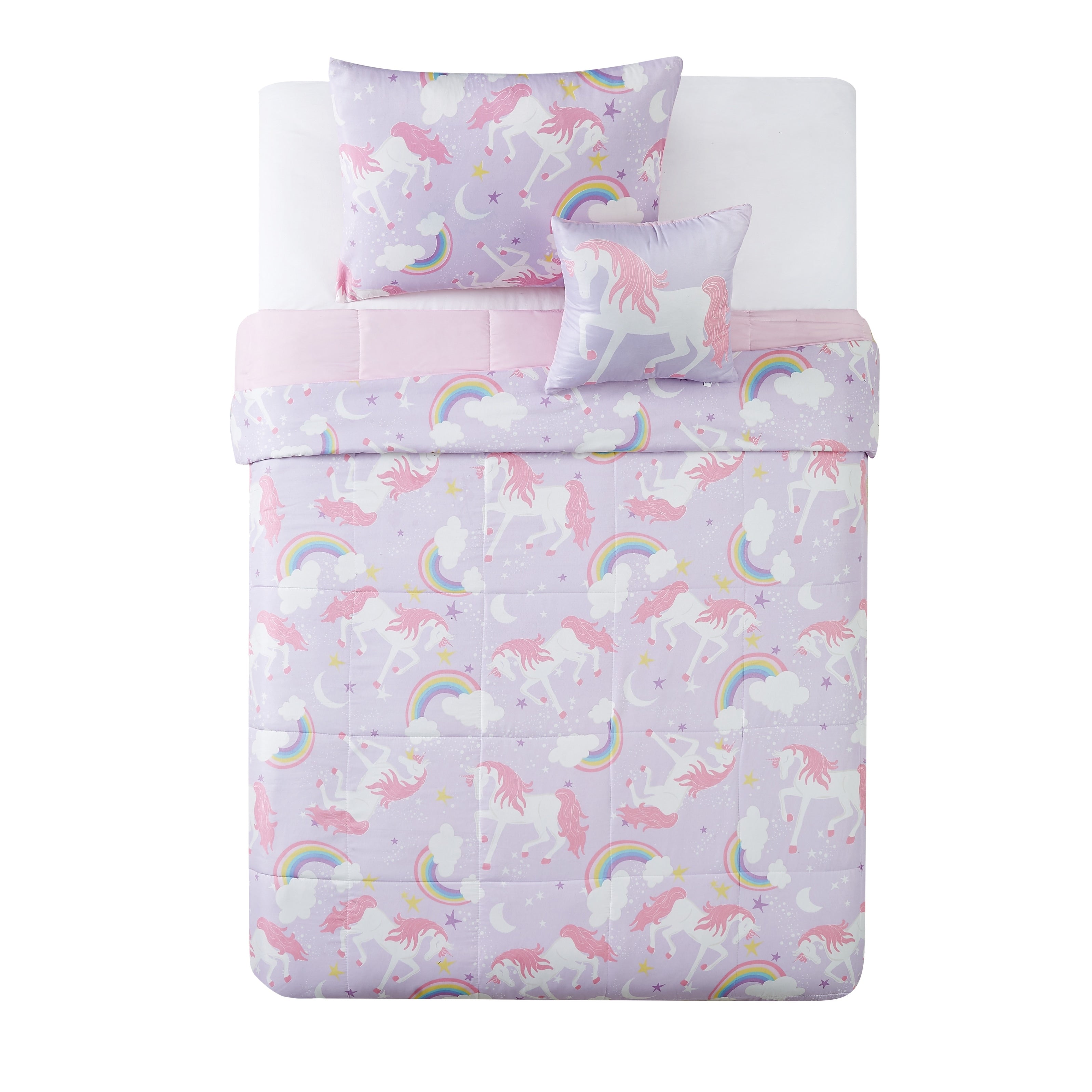 Ensemble de couette 4 pièces Myrica Licorne et Arc-en-ciel Porch &amp; Den