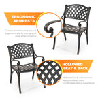 Ensemble bistrot d'extérieur 3 pièces avec trou pour parasol, noir et bord doré