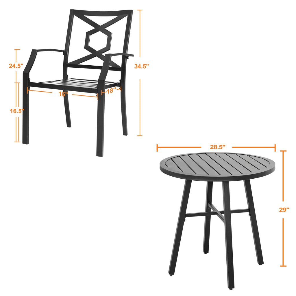Ensemble de bistrot d'extérieur en fer 3 pièces NUU GARDEN