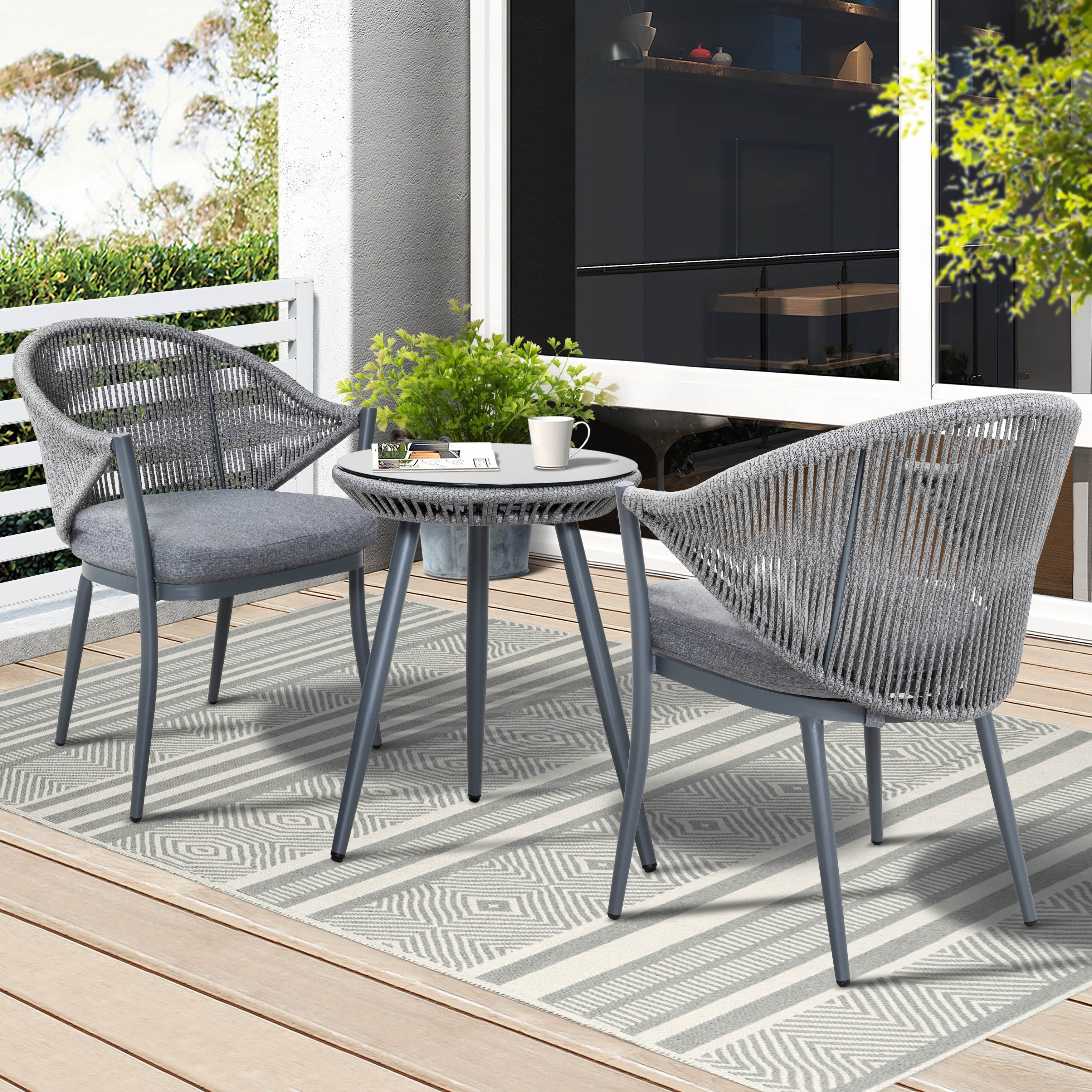 Ensemble de bistrot d'extérieur 3 pièces NUU GARDEN avec coussin