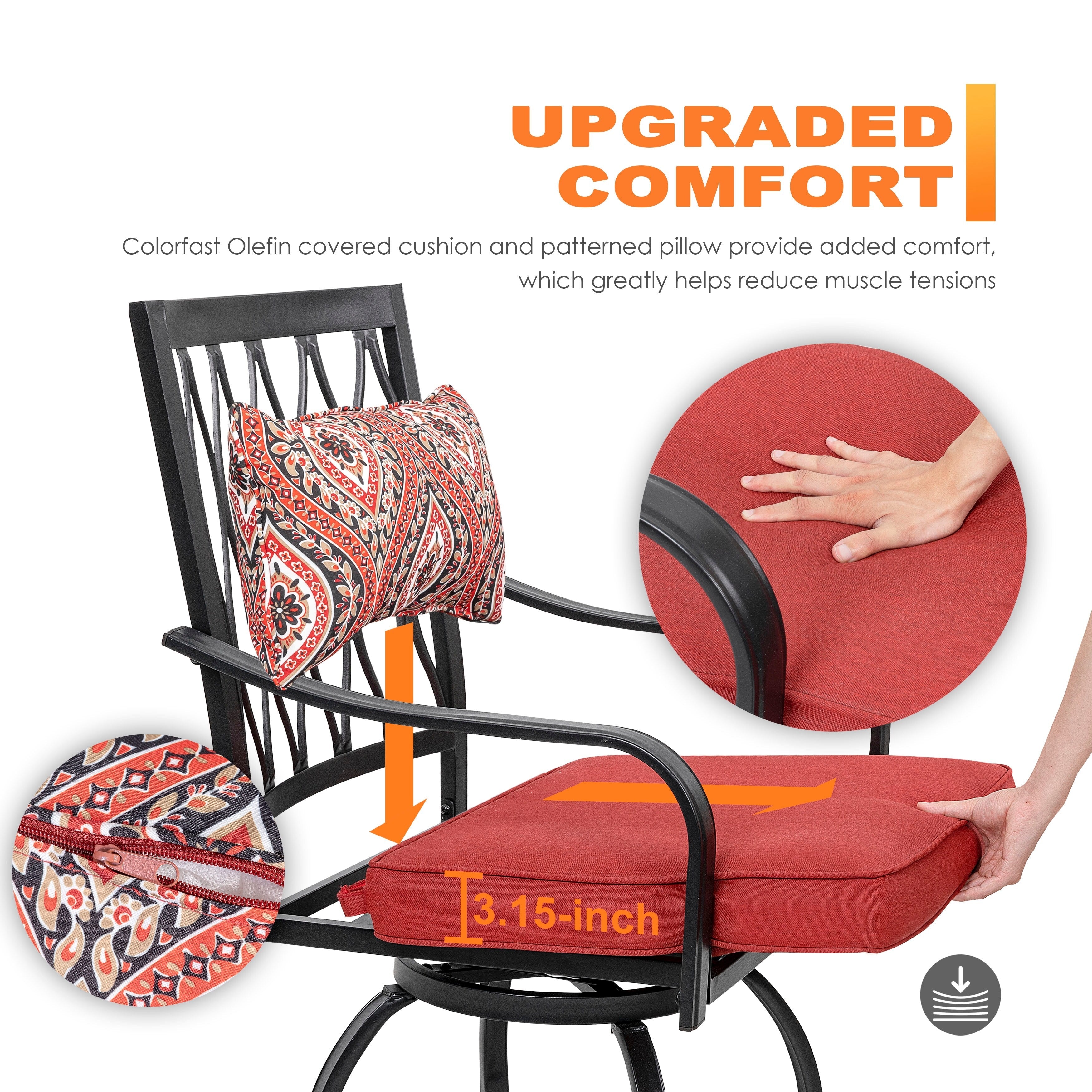 Ensemble de bistrot d'extérieur 3 pièces NUU GARDEN avec coussin