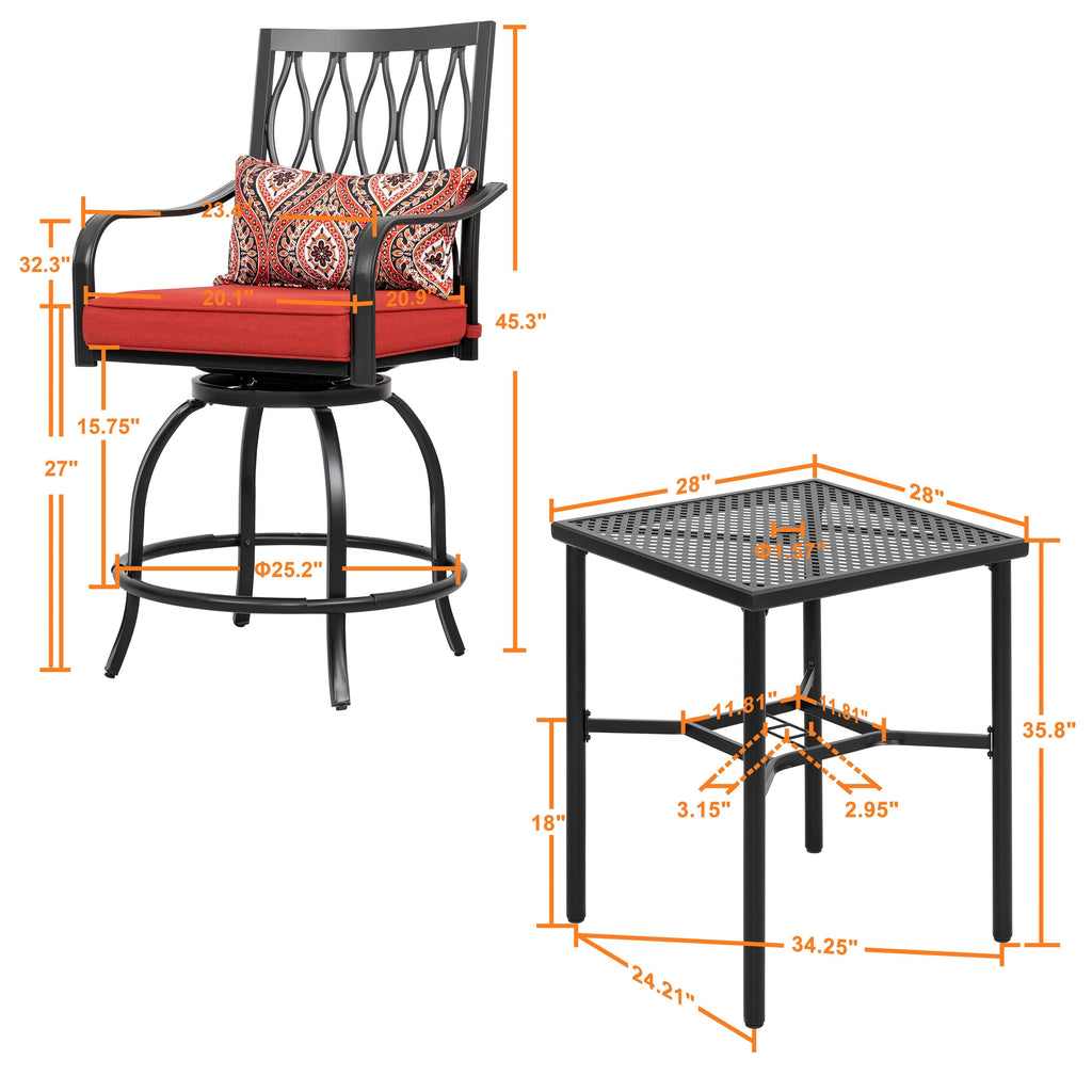 Ensemble de bistrot d'extérieur 3 pièces NUU GARDEN avec coussin