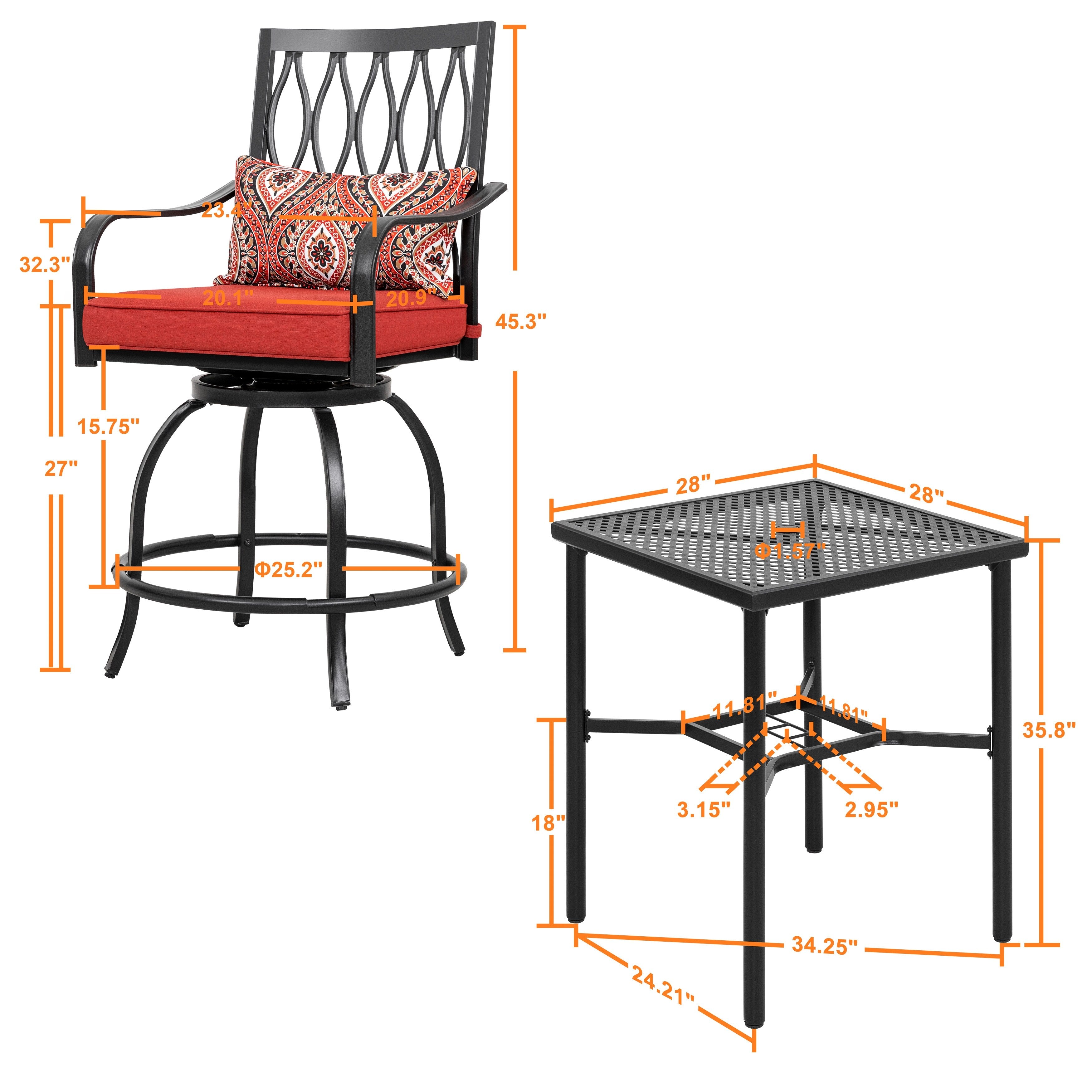 Ensemble de bistrot d'extérieur 3 pièces NUU GARDEN avec coussin