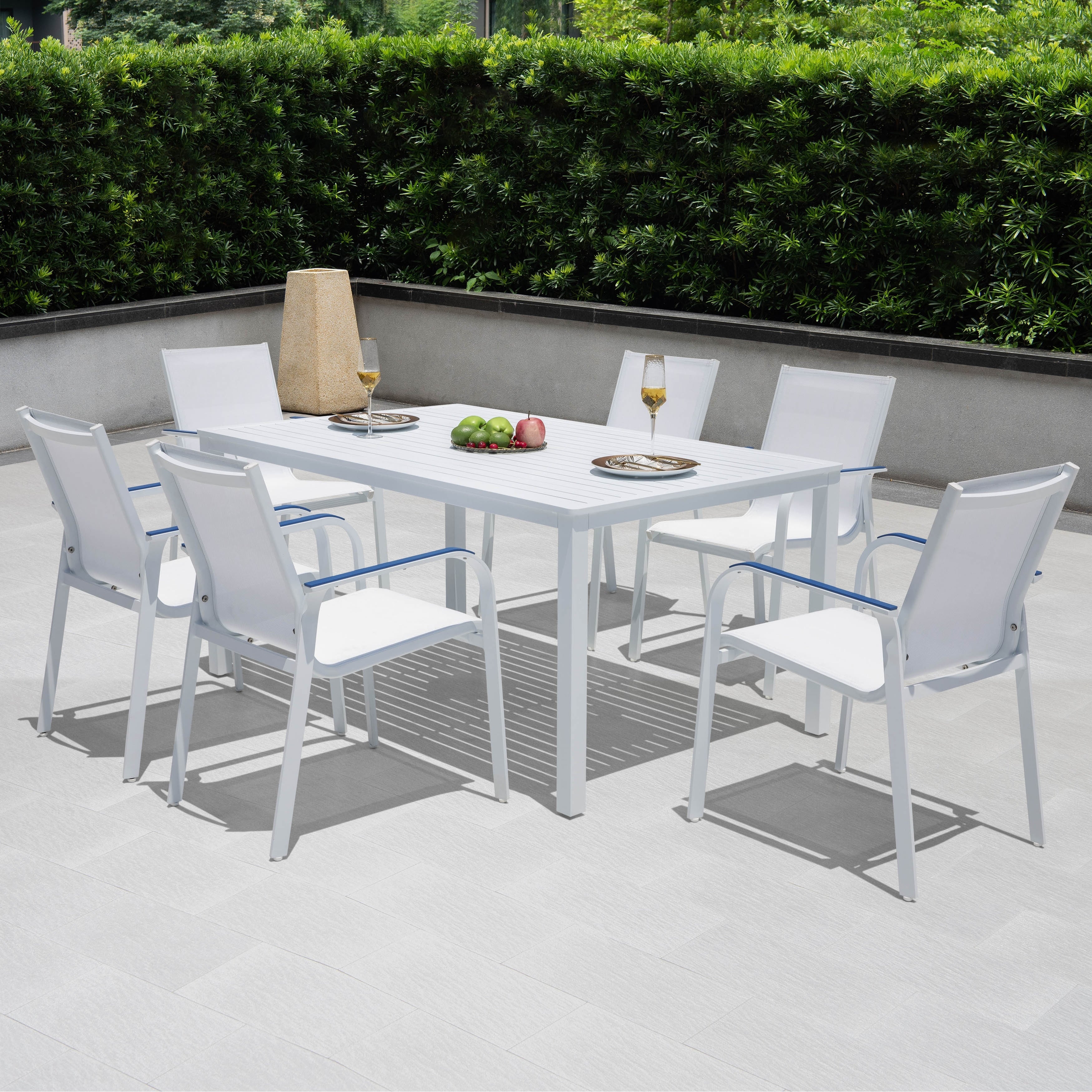 Ensemble de 7 chaises empilables d'extérieur en aluminium NUU Garden
