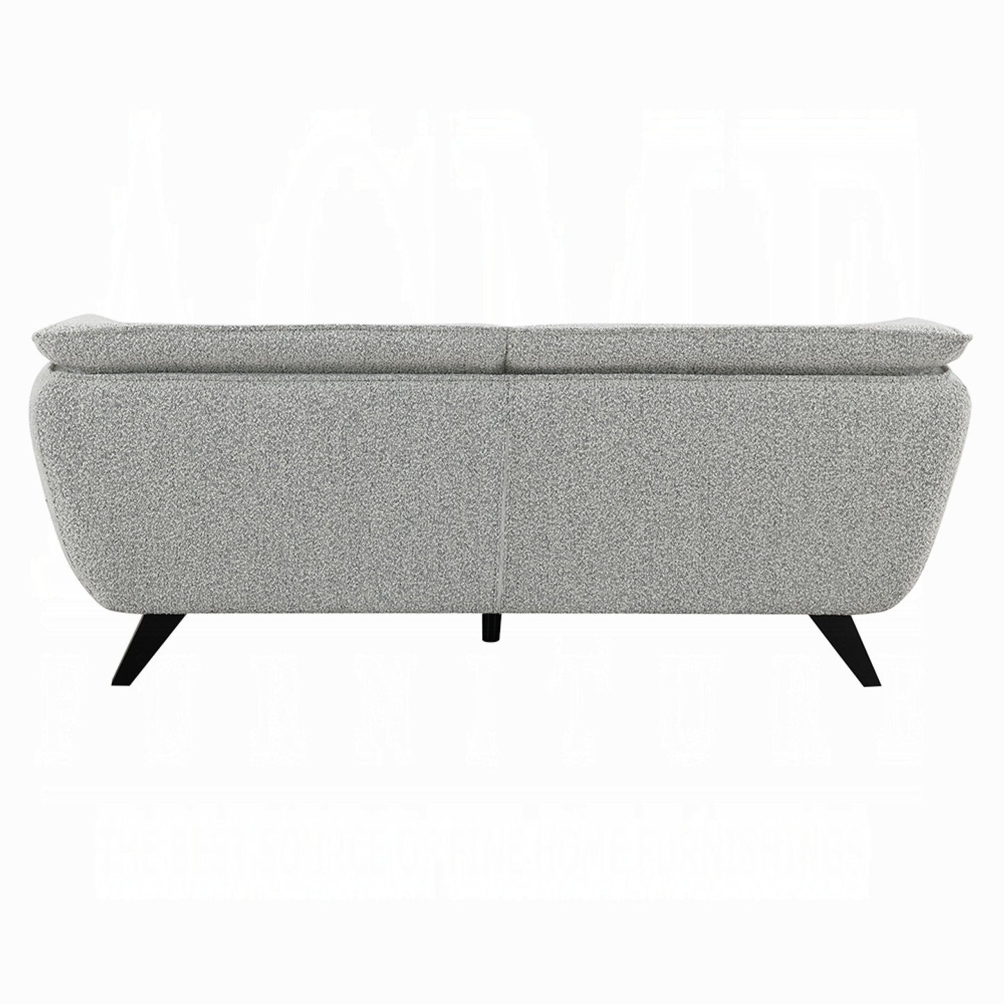 Canapé Naeli, dossier arrondi, boucle gris clair, pin massif, 218 cm